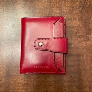 EUC Bostanten Women's Red Leather Snap Wallet with ID Card Holder